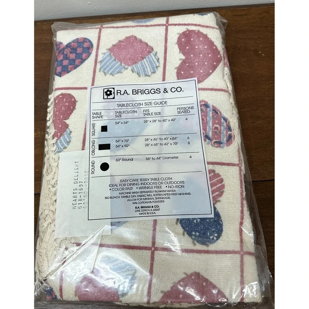 Vtg Retro Patchwork Hearts Terry Cloth Cotton 60